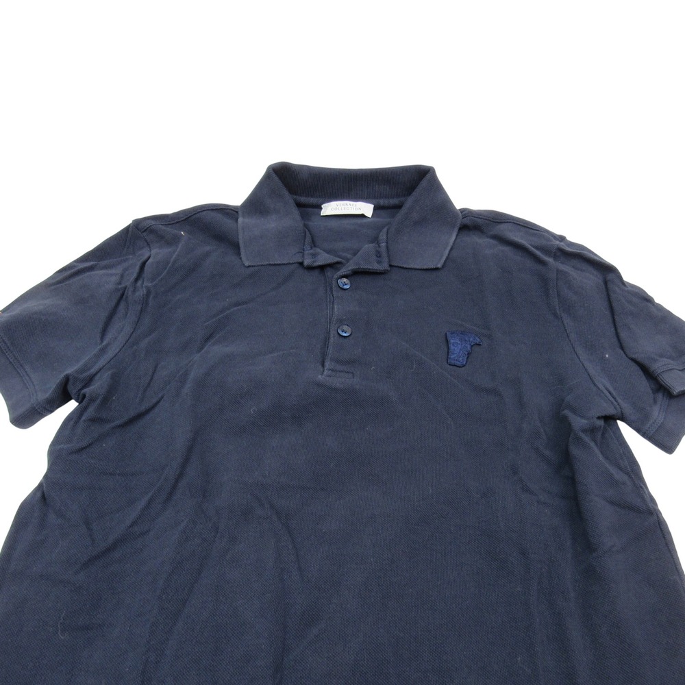 Versace Collection‎ Mens Navy Blue Medusa Logo Polo Shirt Size S